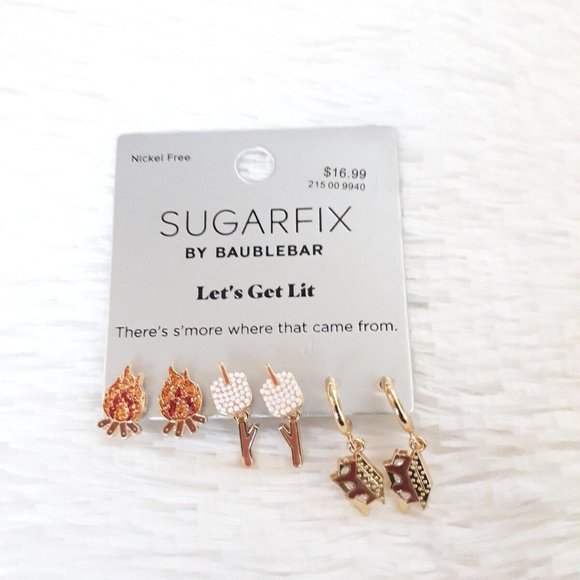 SUGAR FIX "Let’s Get Lit" 3pc Earring Set (Gold) - NEW!!! - Picture 3 of 7